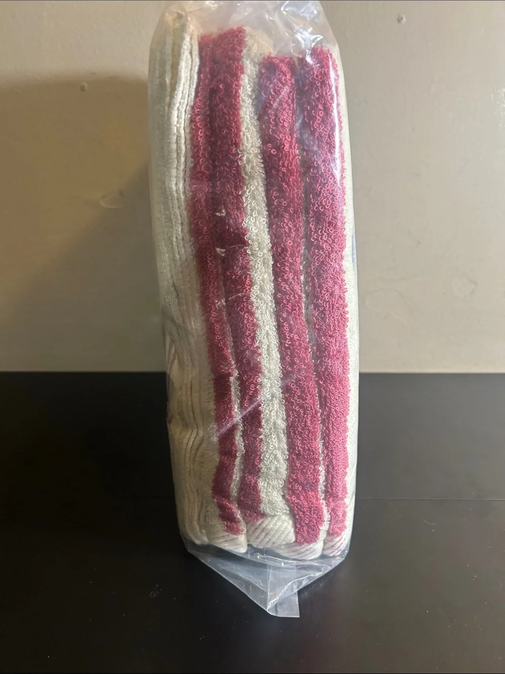 5 Sealed Oxford Stripe Blue, Gray & Pink Bath Towel - Home Bath